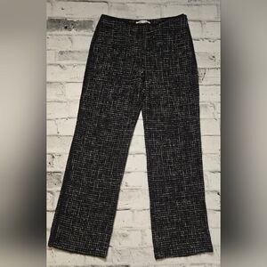 ZARA Tweed Bouclé Straight Leg Pants Black White Textured Women’s Medium